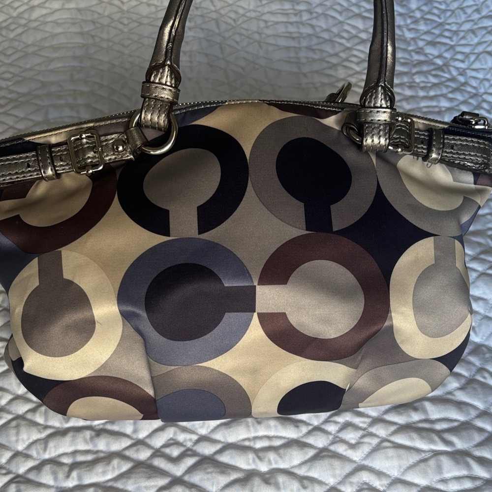 RARE! Coach Madison Op Art Multicolor Satin Leather Sequins Satchel Bag Ex Cond - Picture 8 of 16